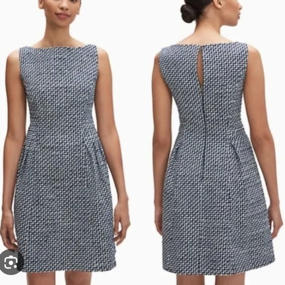 Kate Spade Nautical Tweed Dress Size 4 Fit And Flare Blue And White